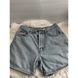 Vintage 90s Calvin Klein Blue Jean Shorts High Waisted Women Jr Sz 11 Burton Fly
